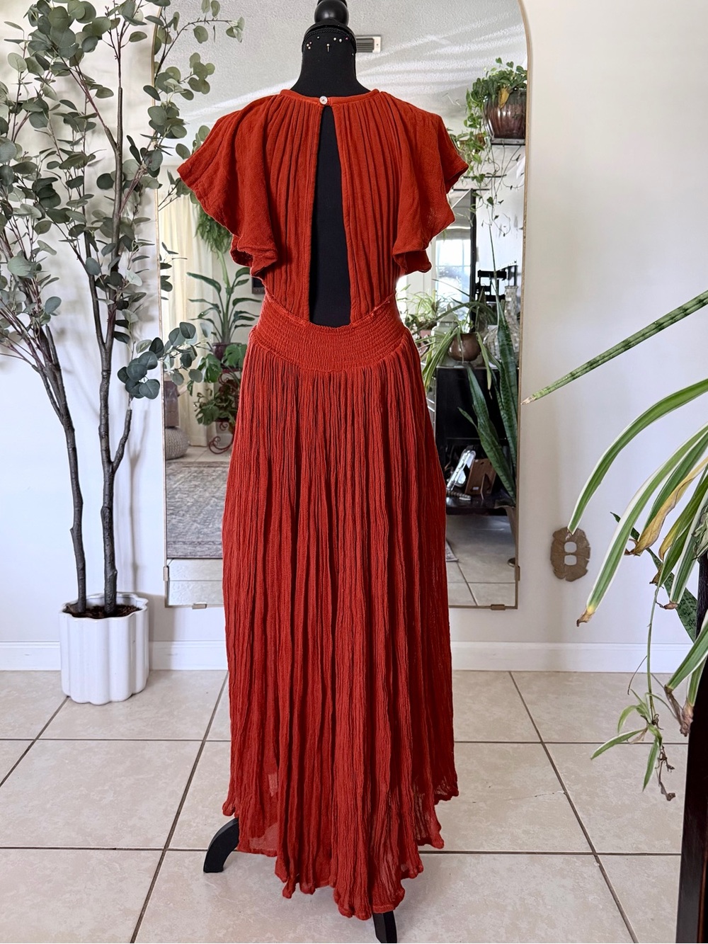 NEW Jen’s‎ Pirate Booty Monaco Gauze Maxi Dress Burnt Orange M/L - Picture 5 of 13
